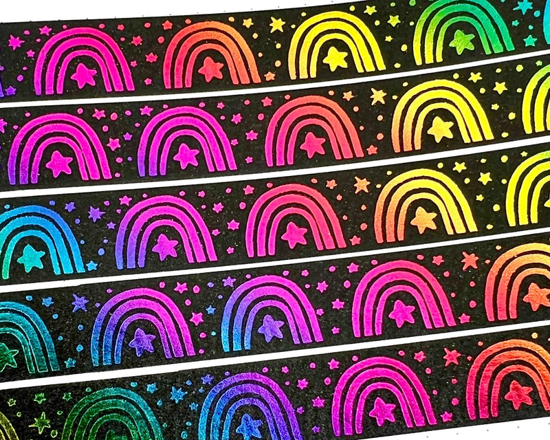 Rainbow Foiled Rainbow Washi Tape - Blackout Rainbow – Cricket Paper Co.